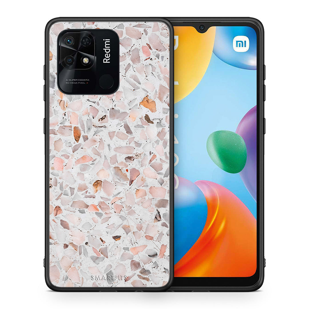 Θήκη Xiaomi Redmi 10C Marble Terrazzo από τη Smartfits με σχέδιο στο πίσω μέρος και μαύρο περίβλημα | Xiaomi Redmi 10C Marble Terrazzo case with colorful back and black bezels