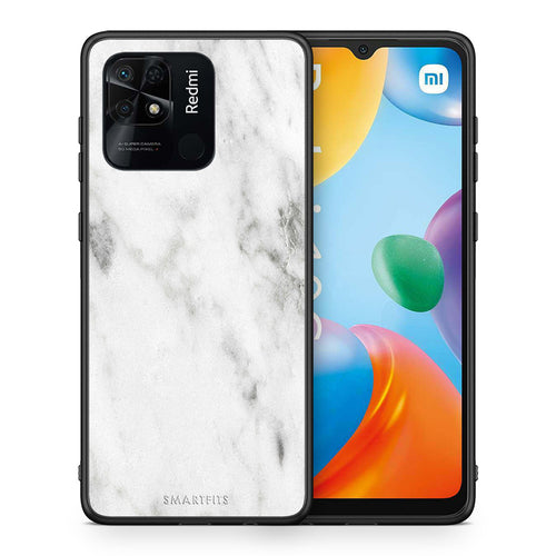 Θήκη Xiaomi Redmi 10C White Marble από τη Smartfits με σχέδιο στο πίσω μέρος και μαύρο περίβλημα | Xiaomi Redmi 10C White Marble case with colorful back and black bezels