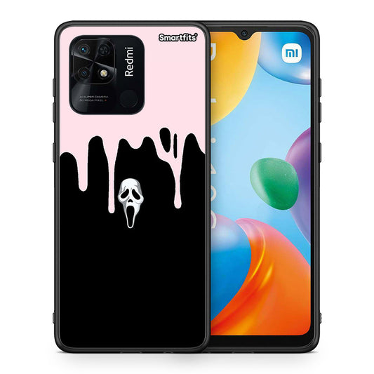 Θήκη Xiaomi Redmi 10C Melting Halloween Mask από τη Smartfits με σχέδιο στο πίσω μέρος και μαύρο περίβλημα | Xiaomi Redmi 10C Melting Halloween Mask case with colorful back and black bezels