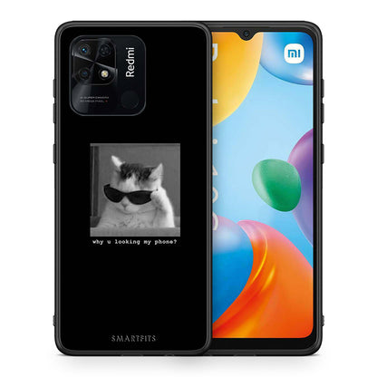 Θήκη Xiaomi Redmi 10C Meme Cat από τη Smartfits με σχέδιο στο πίσω μέρος και μαύρο περίβλημα | Xiaomi Redmi 10C Meme Cat case with colorful back and black bezels