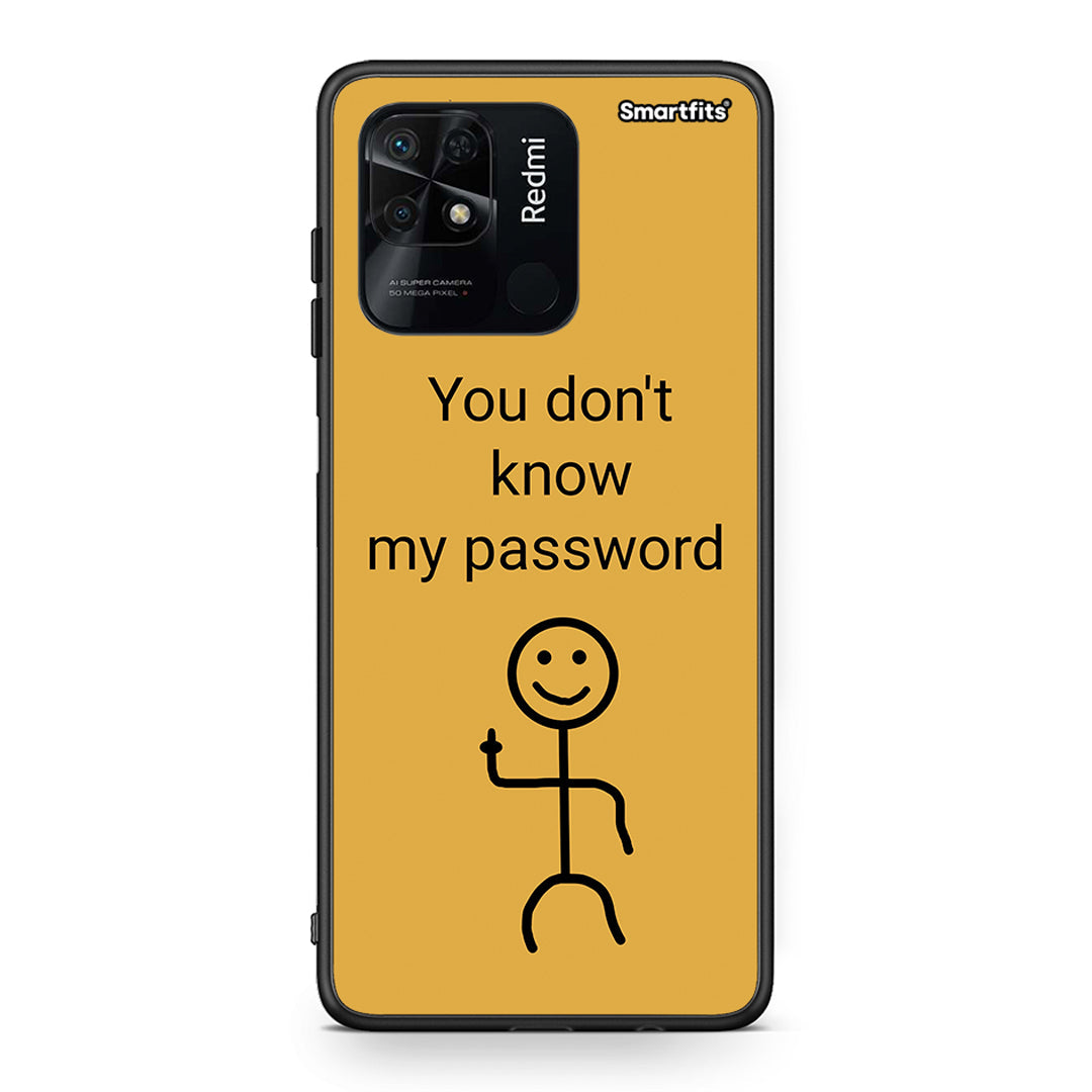 Xiaomi Redmi 10C My Password Θήκη από τη Smartfits με σχέδιο στο πίσω μέρος και μαύρο περίβλημα | Smartphone case with colorful back and black bezels by Smartfits