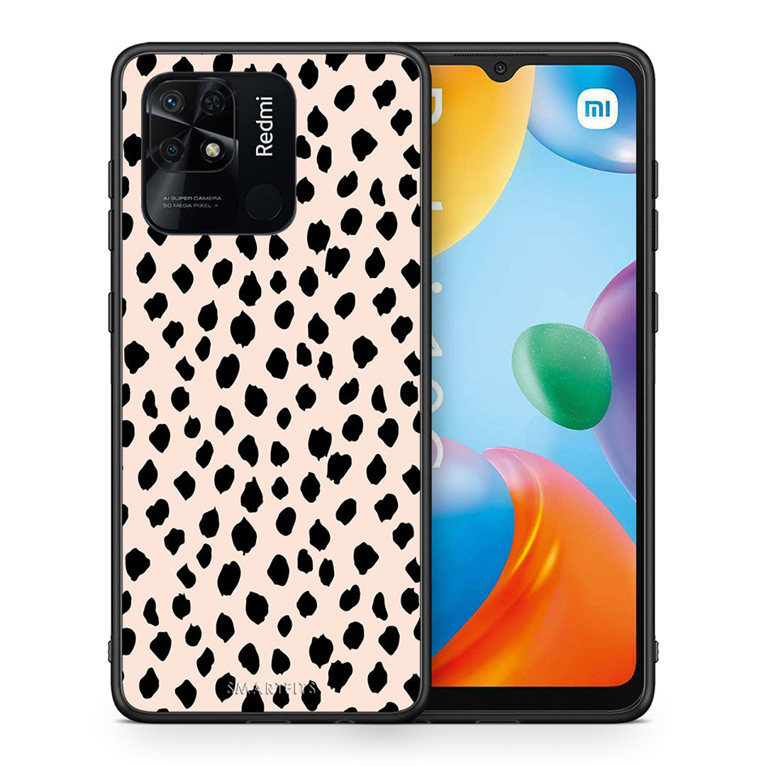 Θήκη Xiaomi Redmi 10C New Polka Dots από τη Smartfits με σχέδιο στο πίσω μέρος και μαύρο περίβλημα | Xiaomi Redmi 10C New Polka Dots case with colorful back and black bezels