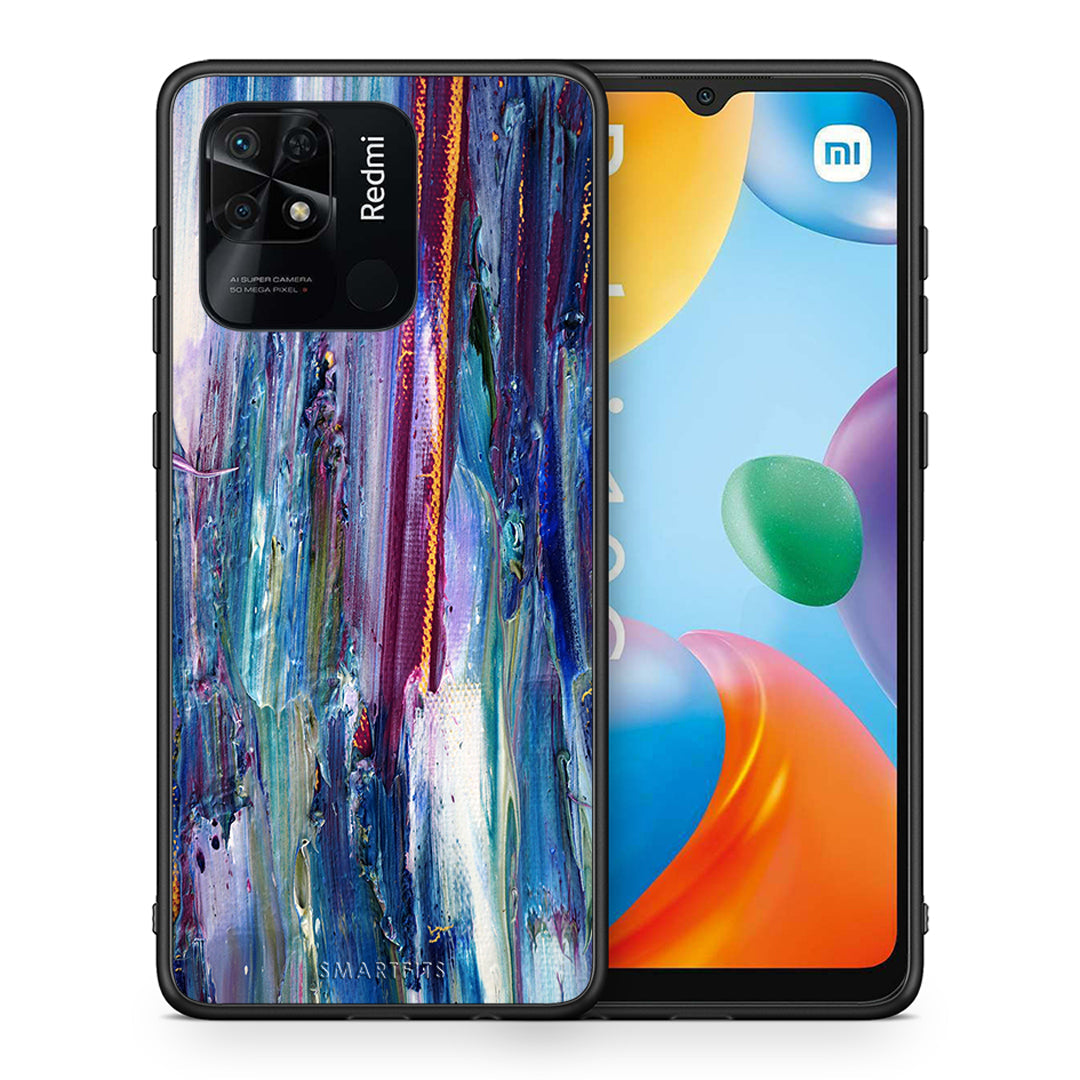 Θήκη Xiaomi Redmi 10C Winter Paint από τη Smartfits με σχέδιο στο πίσω μέρος και μαύρο περίβλημα | Xiaomi Redmi 10C Winter Paint case with colorful back and black bezels