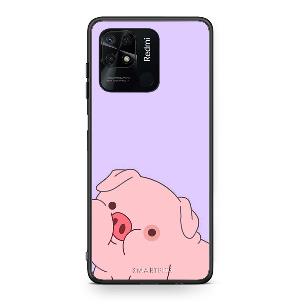Xiaomi Redmi 10C Pig Love 2 Θήκη Αγίου Βαλεντίνου από τη Smartfits με σχέδιο στο πίσω μέρος και μαύρο περίβλημα | Smartphone case with colorful back and black bezels by Smartfits