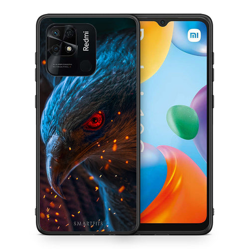 Θήκη Xiaomi Redmi 10C Eagle PopArt από τη Smartfits με σχέδιο στο πίσω μέρος και μαύρο περίβλημα | Xiaomi Redmi 10C Eagle PopArt case with colorful back and black bezels