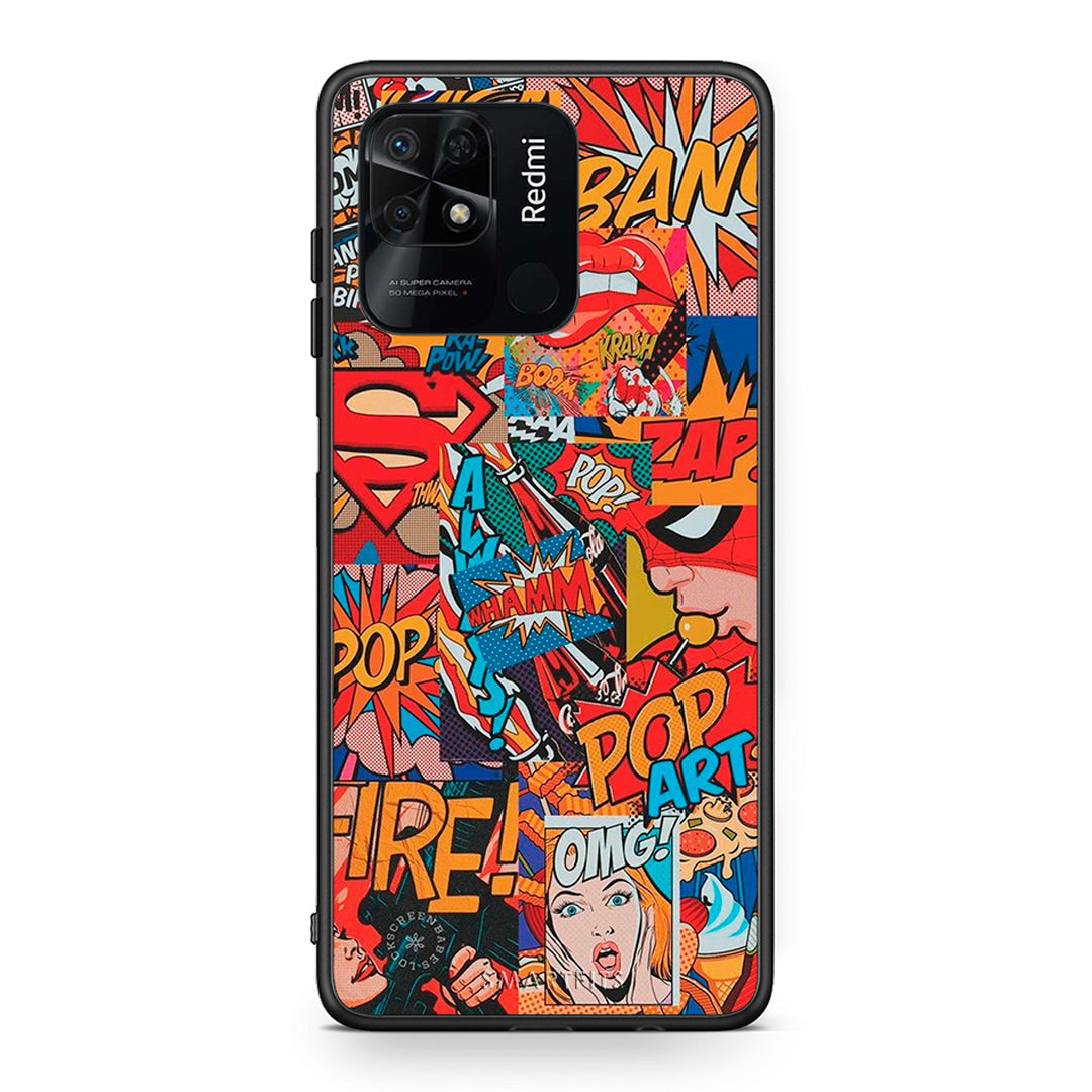 Xiaomi Redmi 10C PopArt OMG θήκη από τη Smartfits με σχέδιο στο πίσω μέρος και μαύρο περίβλημα | Smartphone case with colorful back and black bezels by Smartfits