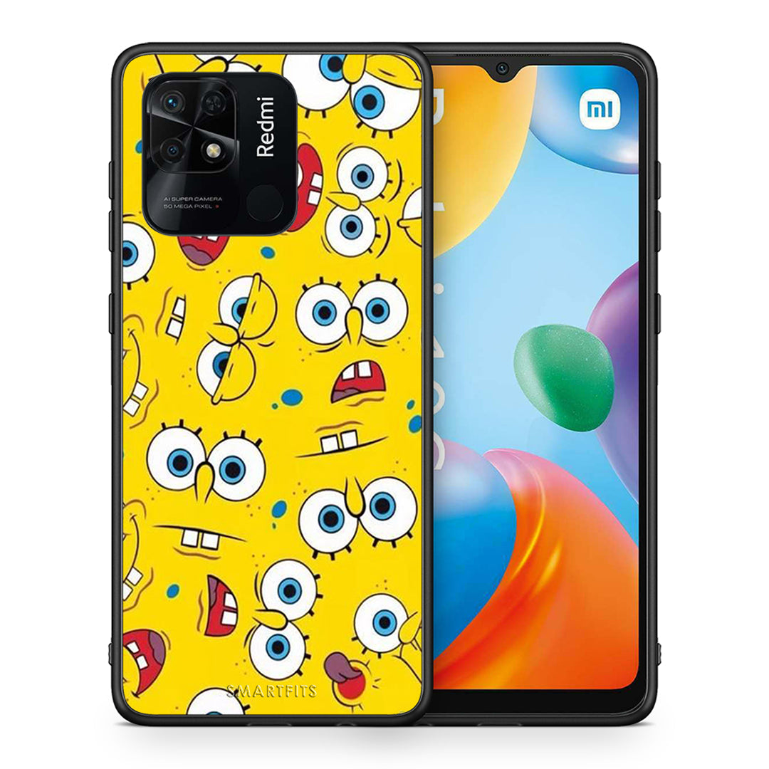 Θήκη Xiaomi Redmi 10C Sponge PopArt από τη Smartfits με σχέδιο στο πίσω μέρος και μαύρο περίβλημα | Xiaomi Redmi 10C Sponge PopArt case with colorful back and black bezels