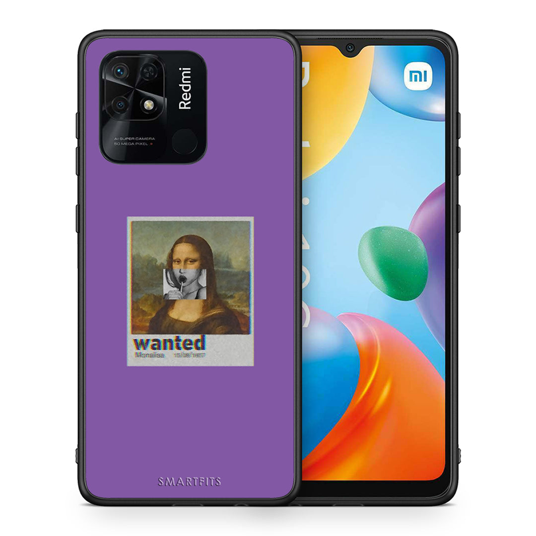 Θήκη Xiaomi Redmi 10C Monalisa Popart από τη Smartfits με σχέδιο στο πίσω μέρος και μαύρο περίβλημα | Xiaomi Redmi 10C Monalisa Popart case with colorful back and black bezels