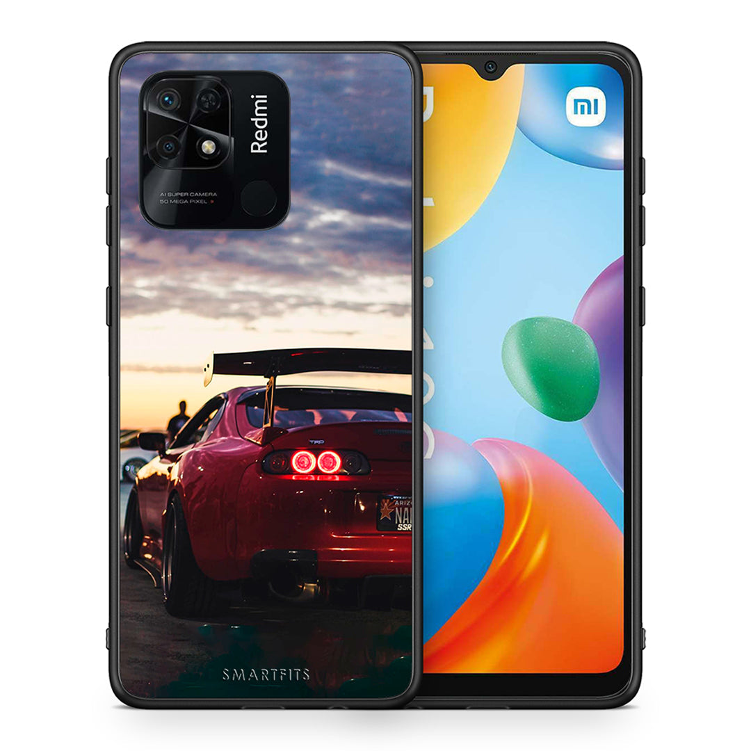 Θήκη Xiaomi Redmi 10C Racing Supra από τη Smartfits με σχέδιο στο πίσω μέρος και μαύρο περίβλημα | Xiaomi Redmi 10C Racing Supra case with colorful back and black bezels