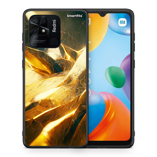 Θήκη Xiaomi Redmi 10C Real Gold από τη Smartfits με σχέδιο στο πίσω μέρος και μαύρο περίβλημα | Xiaomi Redmi 10C Real Gold case with colorful back and black bezels