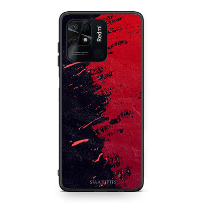 Xiaomi Redmi 10C Red Paint Θήκη Αγίου Βαλεντίνου από τη Smartfits με σχέδιο στο πίσω μέρος και μαύρο περίβλημα | Smartphone case with colorful back and black bezels by Smartfits