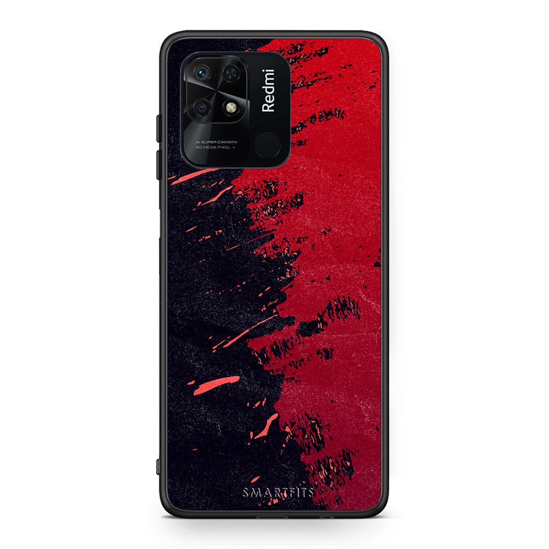 Xiaomi Redmi 10C Red Paint Θήκη Αγίου Βαλεντίνου από τη Smartfits με σχέδιο στο πίσω μέρος και μαύρο περίβλημα | Smartphone case with colorful back and black bezels by Smartfits