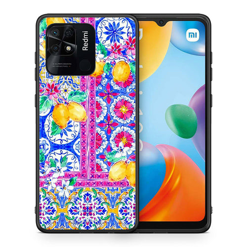 Θήκη Xiaomi Redmi 10C Retro Spring από τη Smartfits με σχέδιο στο πίσω μέρος και μαύρο περίβλημα | Xiaomi Redmi 10C Retro Spring case with colorful back and black bezels