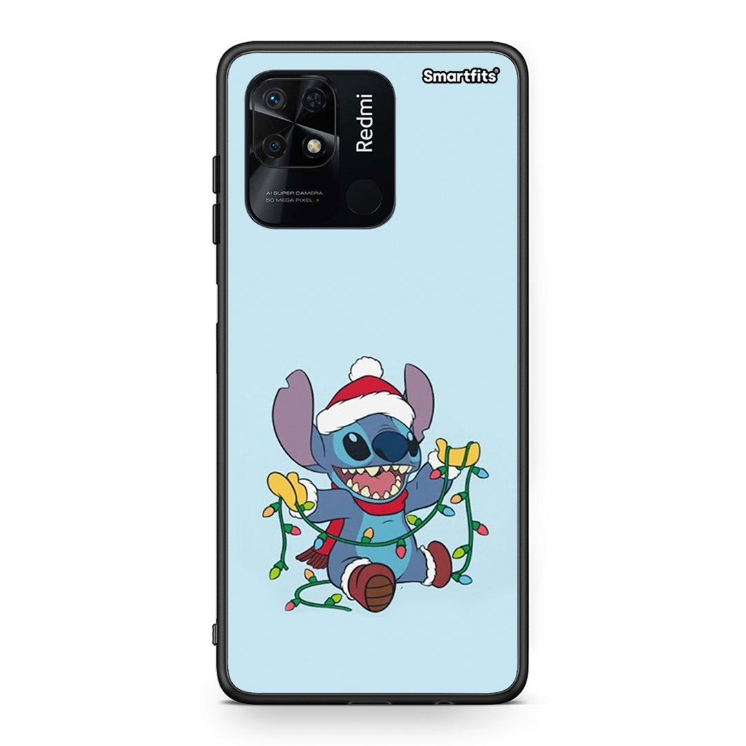 Xiaomi Redmi 10C Santa Stich θήκη από τη Smartfits με σχέδιο στο πίσω μέρος και μαύρο περίβλημα | Smartphone case with colorful back and black bezels by Smartfits