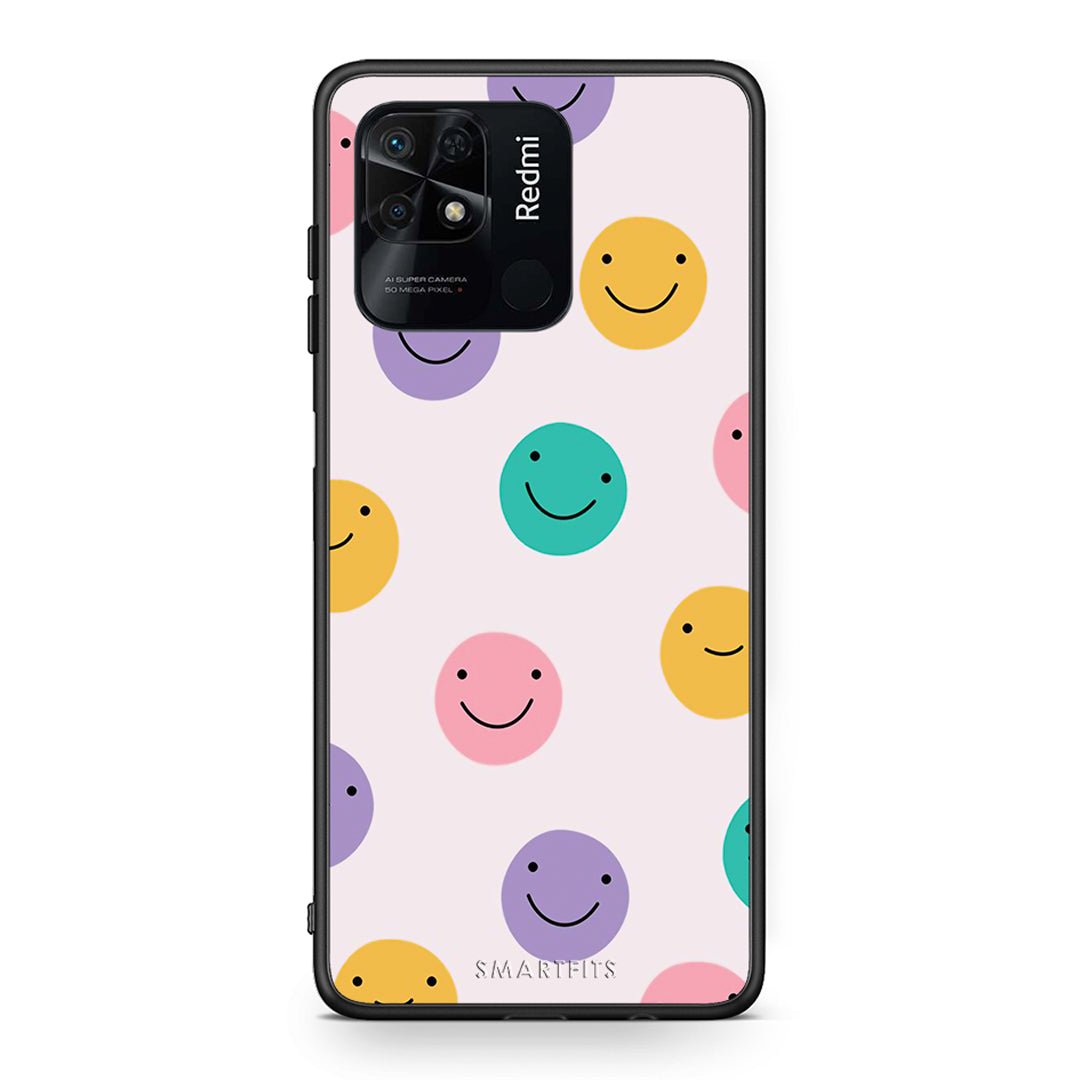 Xiaomi Redmi 10C Smiley Faces θήκη από τη Smartfits με σχέδιο στο πίσω μέρος και μαύρο περίβλημα | Smartphone case with colorful back and black bezels by Smartfits