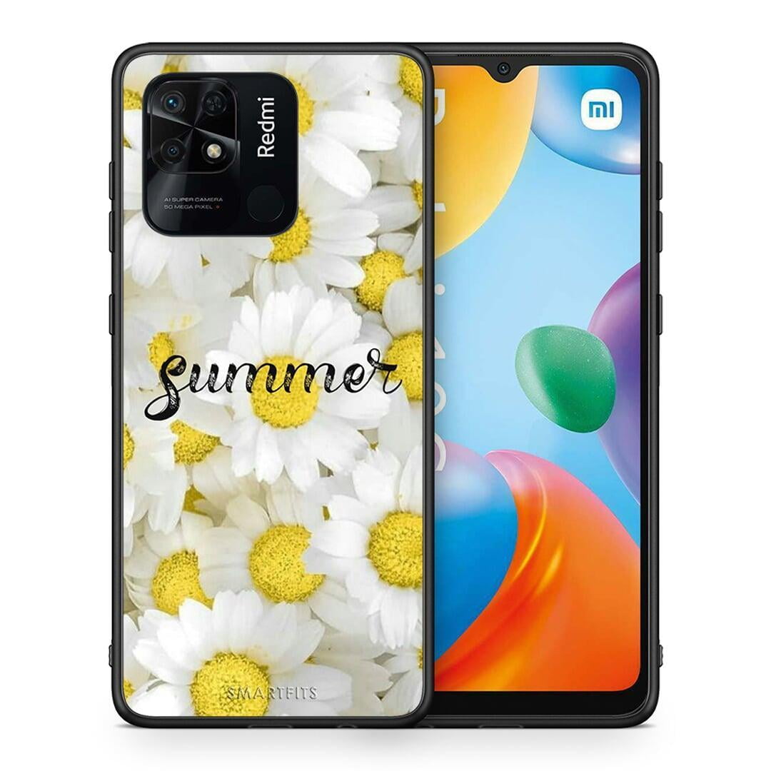 Θήκη Xiaomi Redmi 10C Summer Daisies από τη Smartfits με σχέδιο στο πίσω μέρος και μαύρο περίβλημα | Xiaomi Redmi 10C Summer Daisies case with colorful back and black bezels