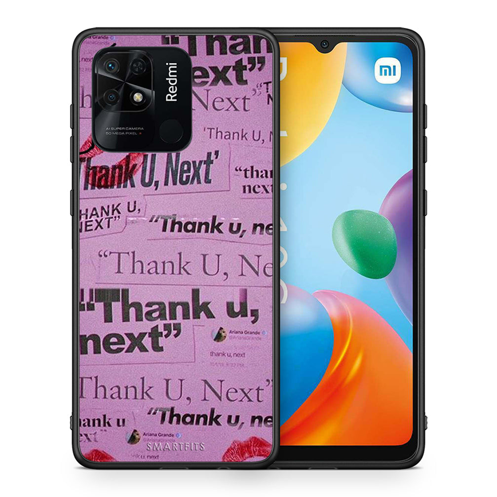 Θήκη Αγίου Βαλεντίνου Xiaomi Redmi 10C Thank You Next από τη Smartfits με σχέδιο στο πίσω μέρος και μαύρο περίβλημα | Xiaomi Redmi 10C Thank You Next case with colorful back and black bezels