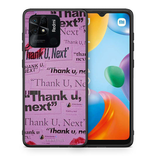 Θήκη Αγίου Βαλεντίνου Xiaomi Redmi 10C Thank You Next από τη Smartfits με σχέδιο στο πίσω μέρος και μαύρο περίβλημα | Xiaomi Redmi 10C Thank You Next case with colorful back and black bezels