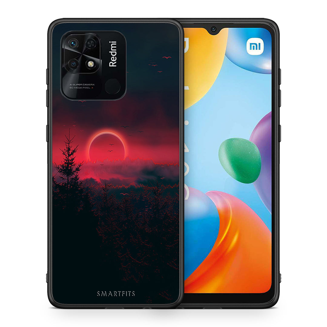 Θήκη Xiaomi Redmi 10C Sunset Tropic από τη Smartfits με σχέδιο στο πίσω μέρος και μαύρο περίβλημα | Xiaomi Redmi 10C Sunset Tropic case with colorful back and black bezels
