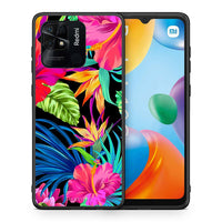 Thumbnail for Θήκη Xiaomi Redmi 10C Tropical Flowers από τη Smartfits με σχέδιο στο πίσω μέρος και μαύρο περίβλημα | Xiaomi Redmi 10C Tropical Flowers case with colorful back and black bezels