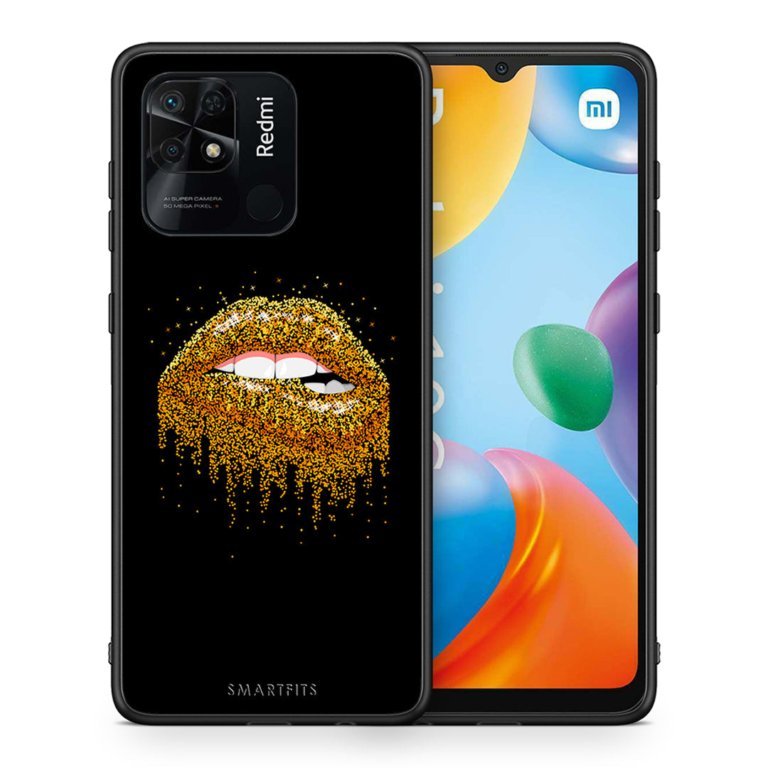 Θήκη Xiaomi Redmi 10C Golden Valentine από τη Smartfits με σχέδιο στο πίσω μέρος και μαύρο περίβλημα | Xiaomi Redmi 10C Golden Valentine case with colorful back and black bezels