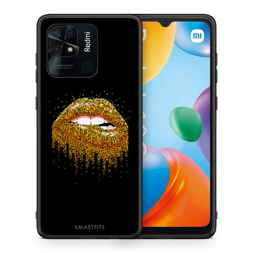 Θήκη Xiaomi Redmi 10C Golden Valentine από τη Smartfits με σχέδιο στο πίσω μέρος και μαύρο περίβλημα | Xiaomi Redmi 10C Golden Valentine case with colorful back and black bezels