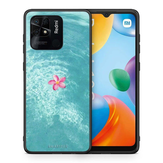 Θήκη Xiaomi Redmi 10C Water Flower από τη Smartfits με σχέδιο στο πίσω μέρος και μαύρο περίβλημα | Xiaomi Redmi 10C Water Flower case with colorful back and black bezels
