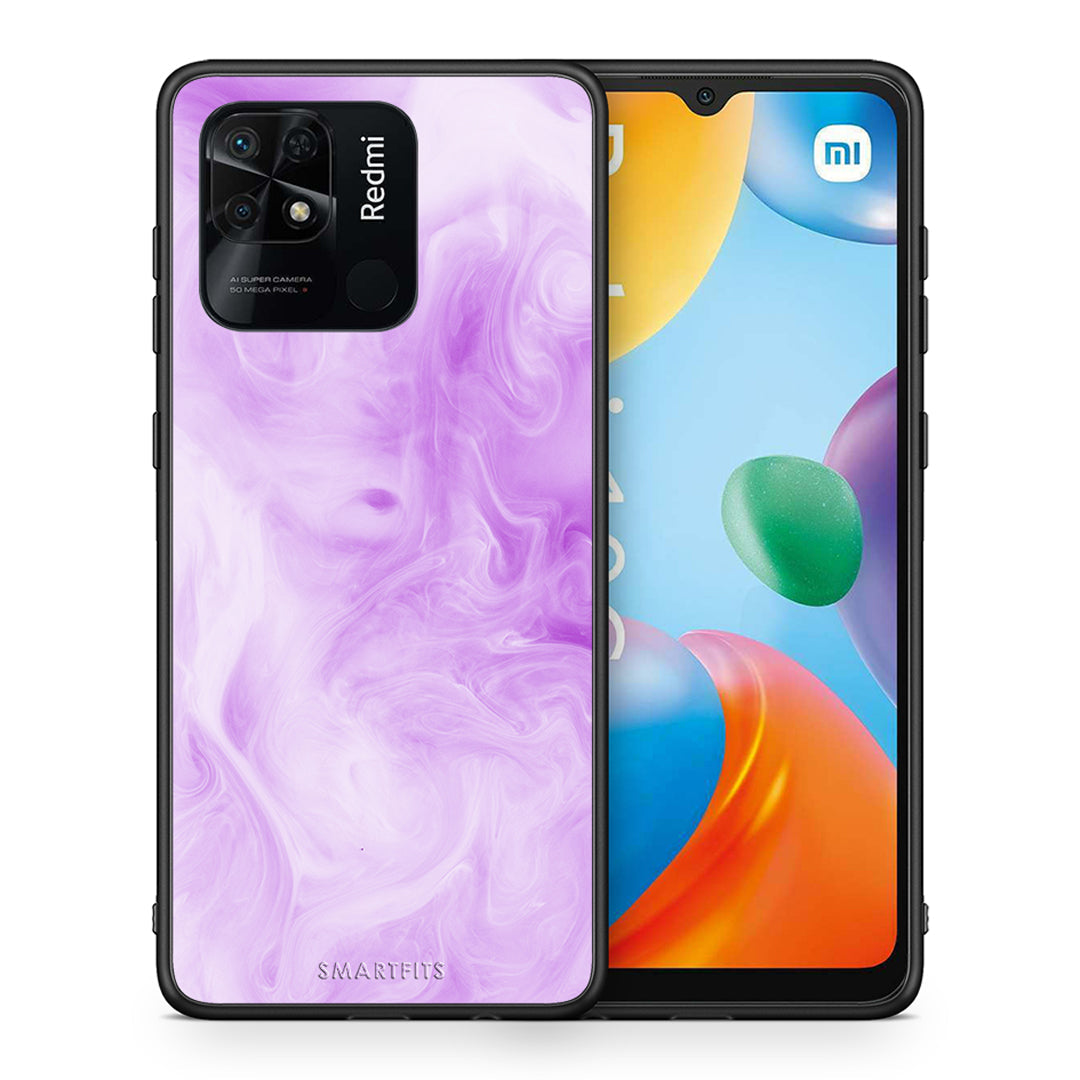 Θήκη Xiaomi Redmi 10C Lavender Watercolor από τη Smartfits με σχέδιο στο πίσω μέρος και μαύρο περίβλημα | Xiaomi Redmi 10C Lavender Watercolor case with colorful back and black bezels