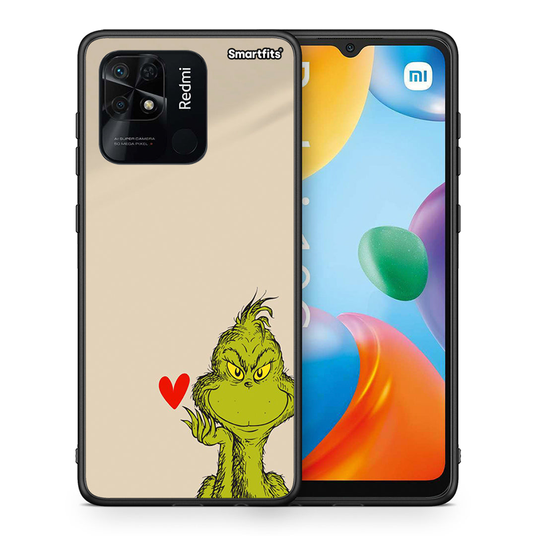 Θήκη Xiaomi Redmi 10C Xmas Grinch από τη Smartfits με σχέδιο στο πίσω μέρος και μαύρο περίβλημα | Xiaomi Redmi 10C Xmas Grinch case with colorful back and black bezels