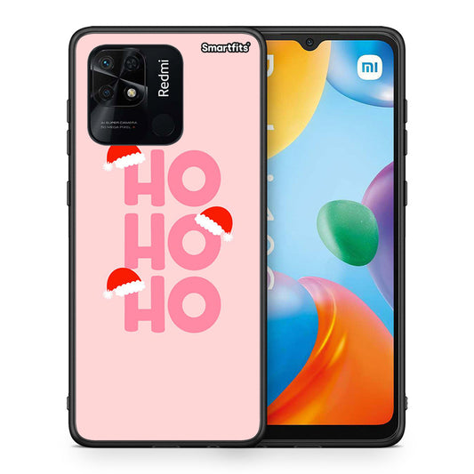 Θήκη Xiaomi Redmi 10C Xmas Ho Ho Ho από τη Smartfits με σχέδιο στο πίσω μέρος και μαύρο περίβλημα | Xiaomi Redmi 10C Xmas Ho Ho Ho case with colorful back and black bezels