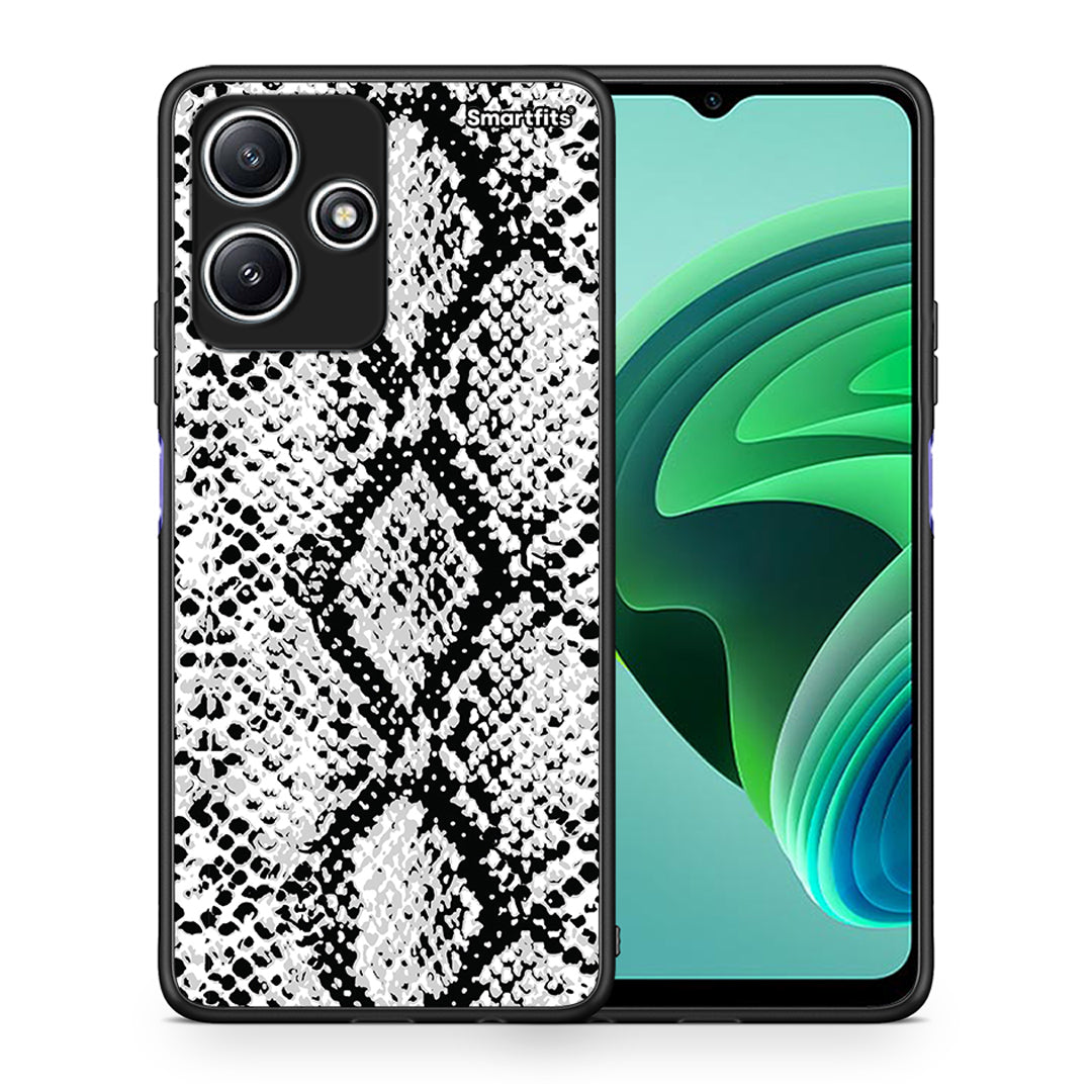 Θήκη Xiaomi Redmi 12 5G White Snake Animal από τη Smartfits με σχέδιο στο πίσω μέρος και μαύρο περίβλημα | Xiaomi Redmi 12 5G White Snake Animal case with colorful back and black bezels