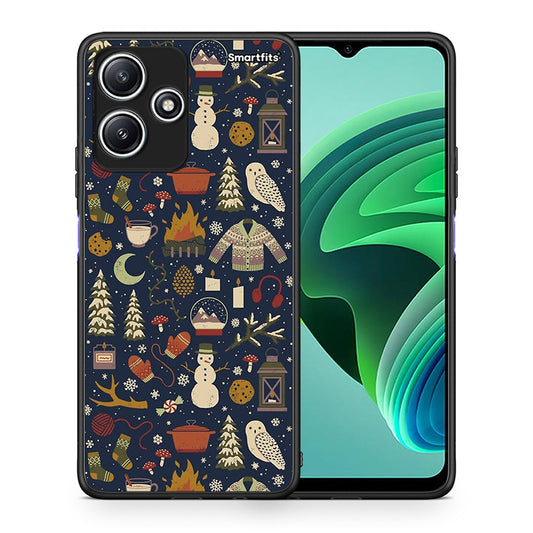 Θήκη Xiaomi Redmi 12 5G Christmas Elements από τη Smartfits με σχέδιο στο πίσω μέρος και μαύρο περίβλημα | Xiaomi Redmi 12 5G Christmas Elements case with colorful back and black bezels