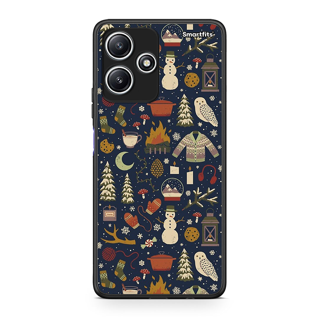 Xiaomi Redmi 12 5G Christmas Elements θήκη από τη Smartfits με σχέδιο στο πίσω μέρος και μαύρο περίβλημα | Smartphone case with colorful back and black bezels by Smartfits