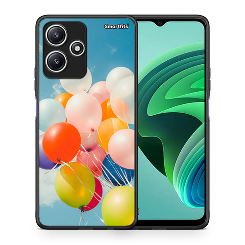 Θήκη Xiaomi Redmi 12 5G Colorful Balloons από τη Smartfits με σχέδιο στο πίσω μέρος και μαύρο περίβλημα | Xiaomi Redmi 12 5G Colorful Balloons case with colorful back and black bezels
