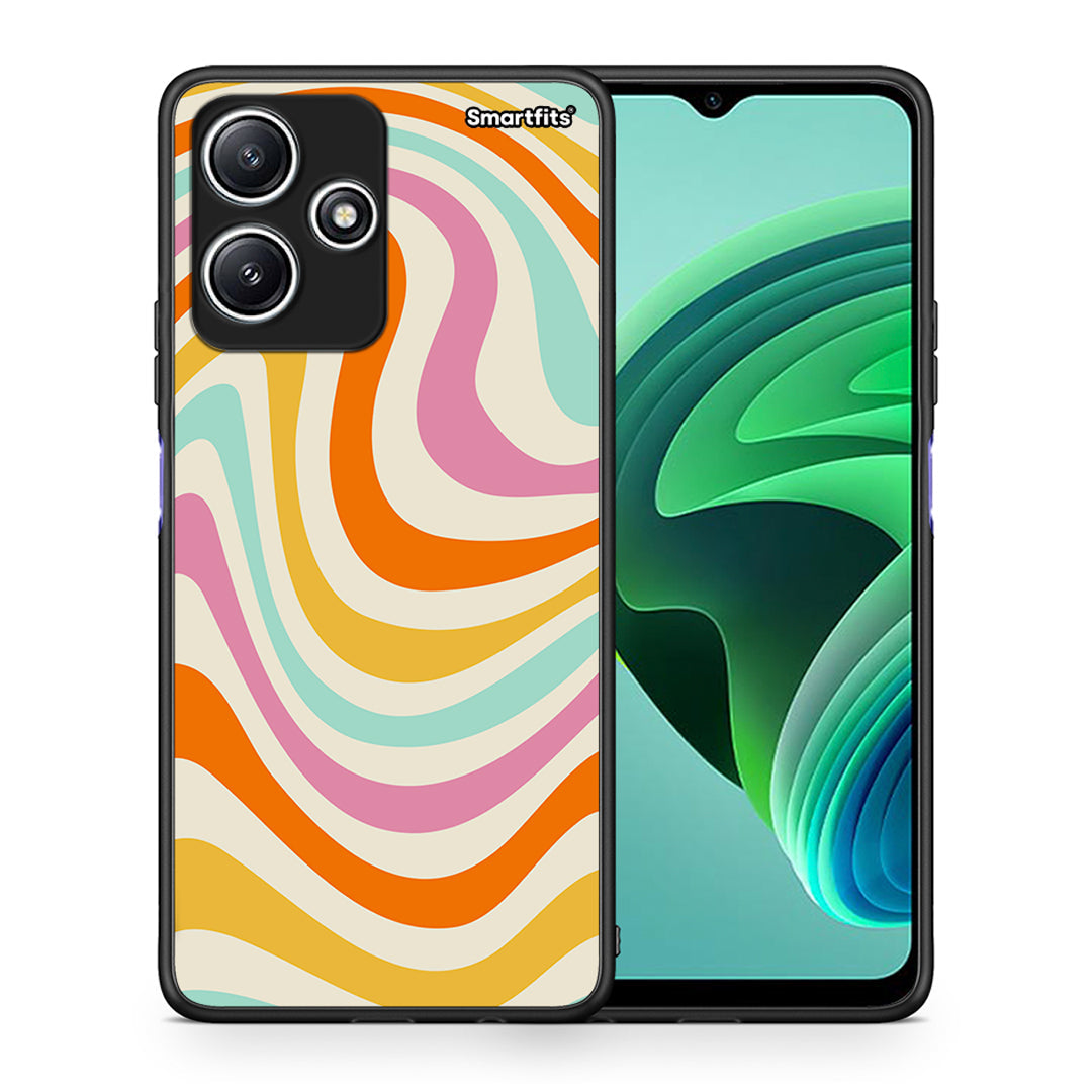 Θήκη Xiaomi Redmi 12 5G Colourful Waves από τη Smartfits με σχέδιο στο πίσω μέρος και μαύρο περίβλημα | Xiaomi Redmi 12 5G Colourful Waves case with colorful back and black bezels