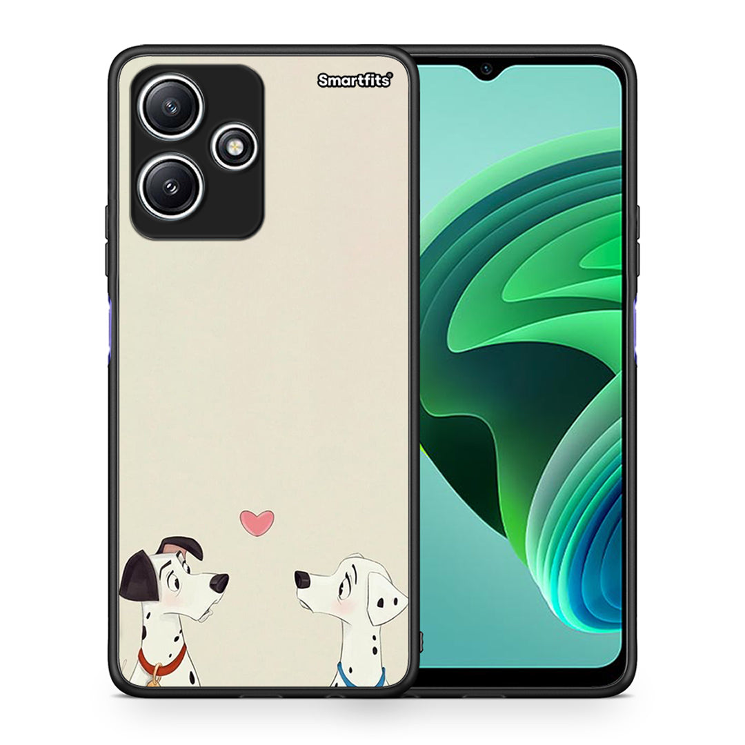 Θήκη Xiaomi Redmi 12 5G Dalmatians Love από τη Smartfits με σχέδιο στο πίσω μέρος και μαύρο περίβλημα | Xiaomi Redmi 12 5G Dalmatians Love case with colorful back and black bezels