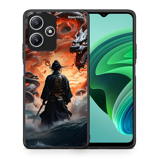 Θήκη Xiaomi Redmi 12 5G Dragons Fight από τη Smartfits με σχέδιο στο πίσω μέρος και μαύρο περίβλημα | Xiaomi Redmi 12 5G Dragons Fight case with colorful back and black bezels