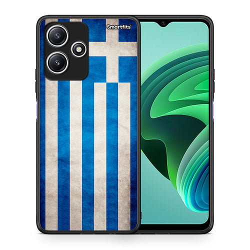 Θήκη Xiaomi Redmi 12 5G Greek Flag από τη Smartfits με σχέδιο στο πίσω μέρος και μαύρο περίβλημα | Xiaomi Redmi 12 5G Greek Flag case with colorful back and black bezels