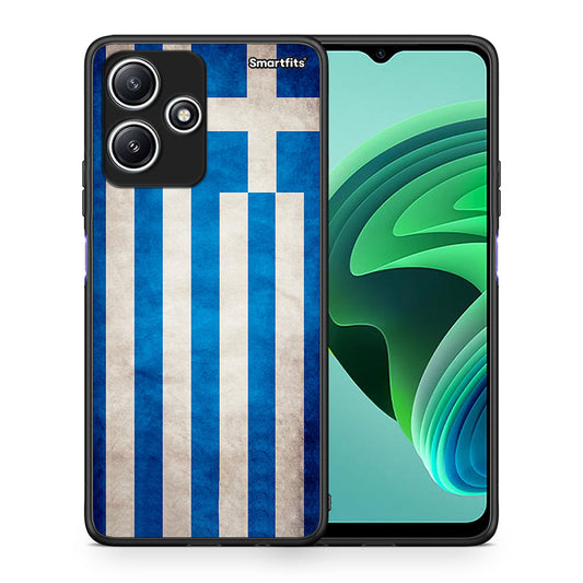 Θήκη Xiaomi Redmi 12 5G Greek Flag από τη Smartfits με σχέδιο στο πίσω μέρος και μαύρο περίβλημα | Xiaomi Redmi 12 5G Greek Flag case with colorful back and black bezels