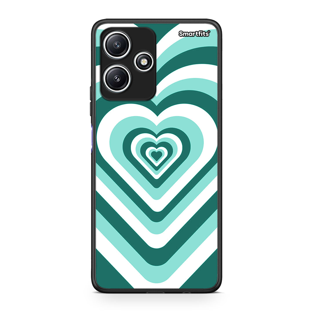 Xiaomi Redmi 12 5G Green Hearts θήκη από τη Smartfits με σχέδιο στο πίσω μέρος και μαύρο περίβλημα | Smartphone case with colorful back and black bezels by Smartfits