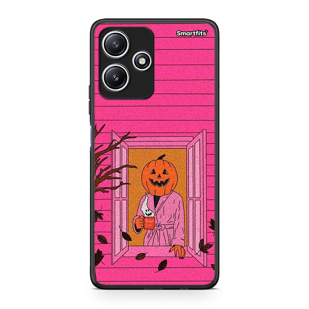 Xiaomi Redmi 12 5G Halloween Pumpkin Lady Θήκη από τη Smartfits με σχέδιο στο πίσω μέρος και μαύρο περίβλημα | Smartphone case with colorful back and black bezels by Smartfits