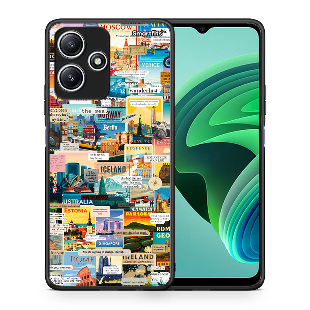 Θήκη Xiaomi Redmi 12 5G Live To Travel από τη Smartfits με σχέδιο στο πίσω μέρος και μαύρο περίβλημα | Xiaomi Redmi 12 5G Live To Travel case with colorful back and black bezels