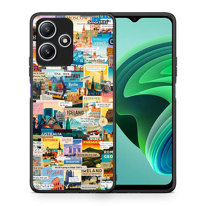 Θήκη Xiaomi Redmi 12 5G Live To Travel από τη Smartfits με σχέδιο στο πίσω μέρος και μαύρο περίβλημα | Xiaomi Redmi 12 5G Live To Travel case with colorful back and black bezels