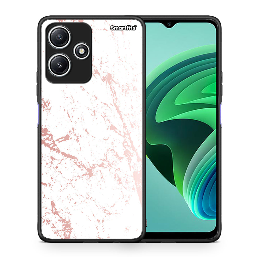 Θήκη Xiaomi Redmi 12 5G Pink Splash Marble από τη Smartfits με σχέδιο στο πίσω μέρος και μαύρο περίβλημα | Xiaomi Redmi 12 5G Pink Splash Marble case with colorful back and black bezels
