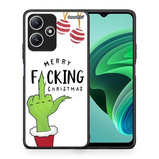 Θήκη Xiaomi Redmi 12 5G Merry F Xmas από τη Smartfits με σχέδιο στο πίσω μέρος και μαύρο περίβλημα | Xiaomi Redmi 12 5G Merry F Xmas case with colorful back and black bezels
