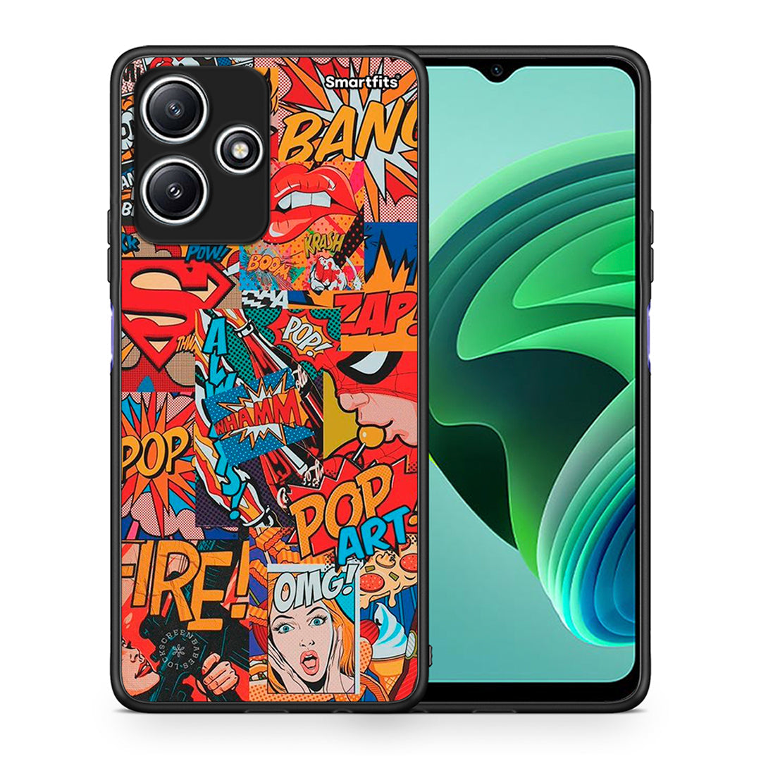 Θήκη Xiaomi Redmi 12 5G PopArt OMG από τη Smartfits με σχέδιο στο πίσω μέρος και μαύρο περίβλημα | Xiaomi Redmi 12 5G PopArt OMG case with colorful back and black bezels