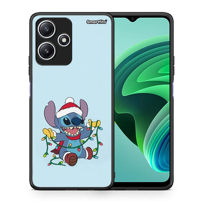 Θήκη Xiaomi Redmi 12 5G Santa Stich από τη Smartfits με σχέδιο στο πίσω μέρος και μαύρο περίβλημα | Xiaomi Redmi 12 5G Santa Stich case with colorful back and black bezels