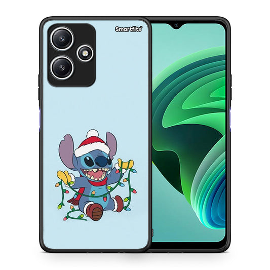 Θήκη Xiaomi Redmi 12 5G Santa Stich από τη Smartfits με σχέδιο στο πίσω μέρος και μαύρο περίβλημα | Xiaomi Redmi 12 5G Santa Stich case with colorful back and black bezels