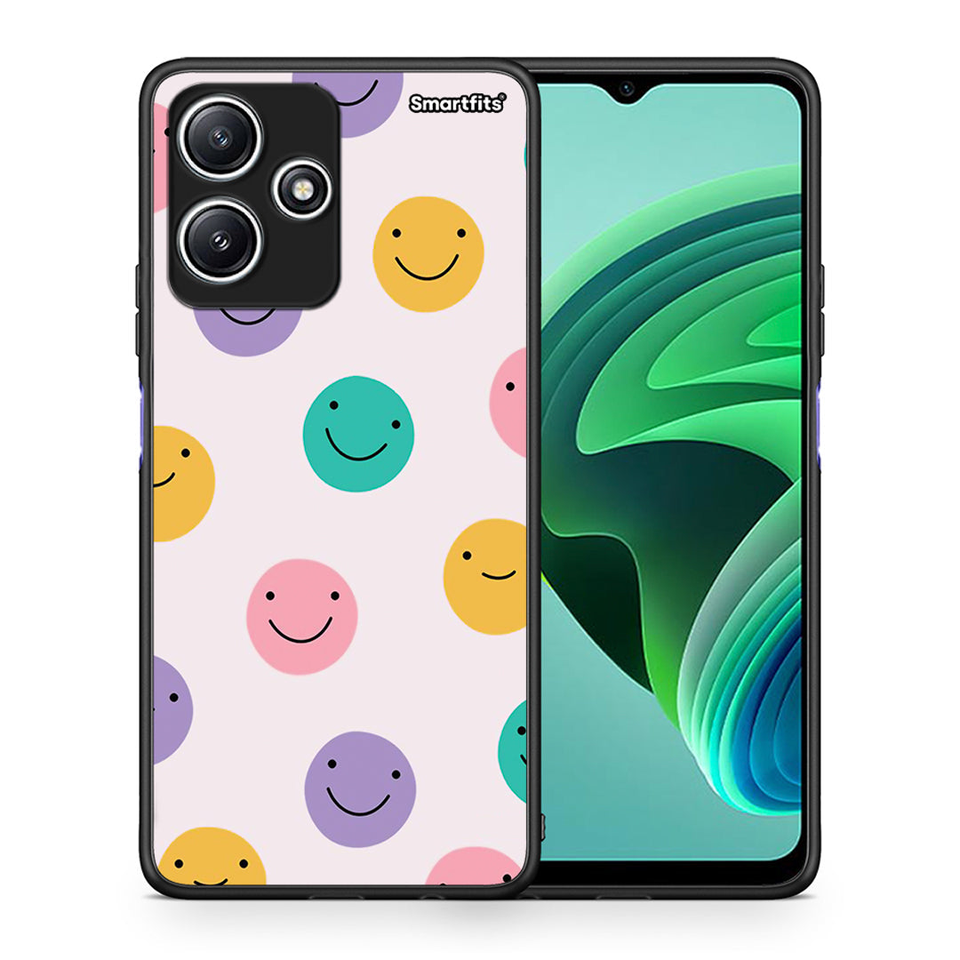 Θήκη Xiaomi Redmi 12 5G Smiley Faces από τη Smartfits με σχέδιο στο πίσω μέρος και μαύρο περίβλημα | Xiaomi Redmi 12 5G Smiley Faces case with colorful back and black bezels