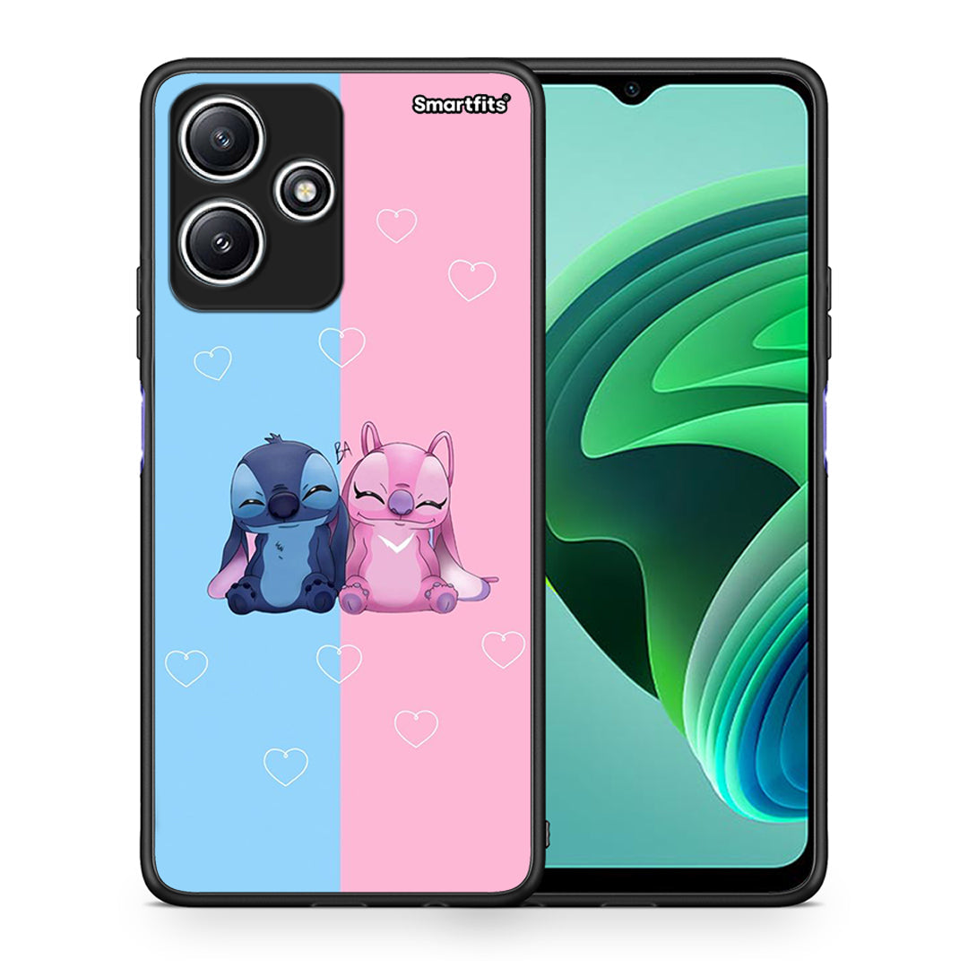 Θήκη Xiaomi Redmi 12 5G Stitch And Angel από τη Smartfits με σχέδιο στο πίσω μέρος και μαύρο περίβλημα | Xiaomi Redmi 12 5G Stitch And Angel case with colorful back and black bezels